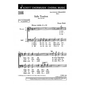 Zwei heitere Mannerchore : 1. Suse Trauben Mein Vater ist ein Winzer