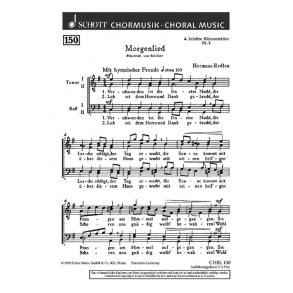 Vier leichte Mannerchore : 1. Morgenlied Verschwunden ist die finstre Nacht