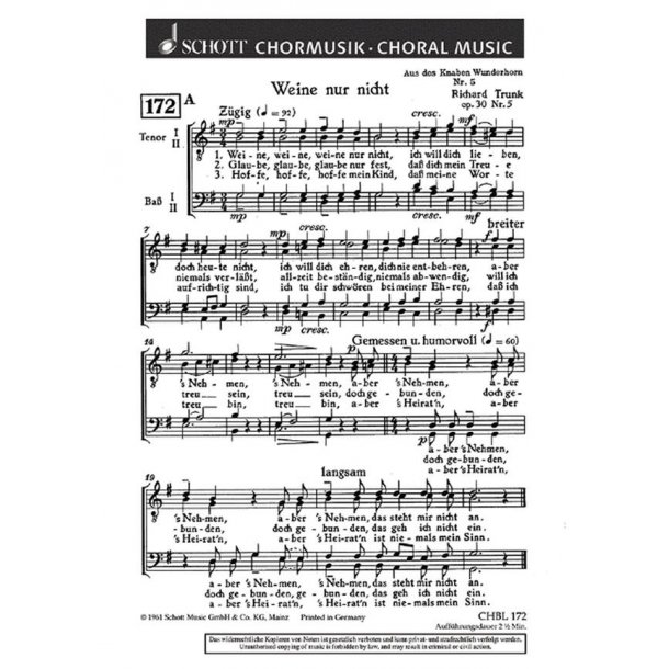 6 Lieder aus des Knaben Wunderhorn op. 30 : 5. Weine nur nicht / 6. Biwak Habt ihr die Husaren gesehen?