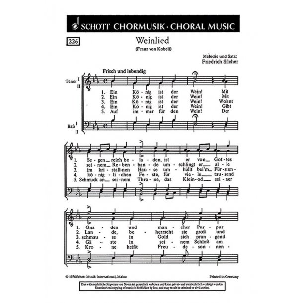 Weinlied : Ein Konig ist der Wein