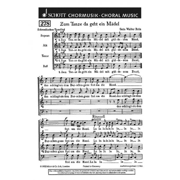 Zum Tanze da geht ein Madel : (Schweden)