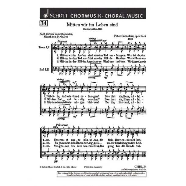 Mitten wir im Leben sind vom Tod umfangen op. 9/3