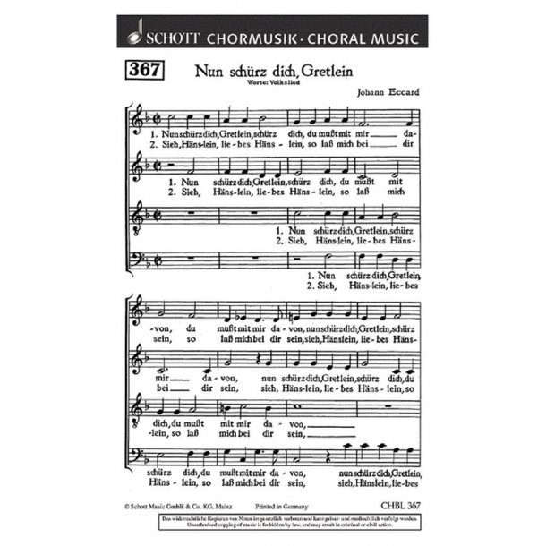 Nun schurz dich, Gretlein : Volkslied