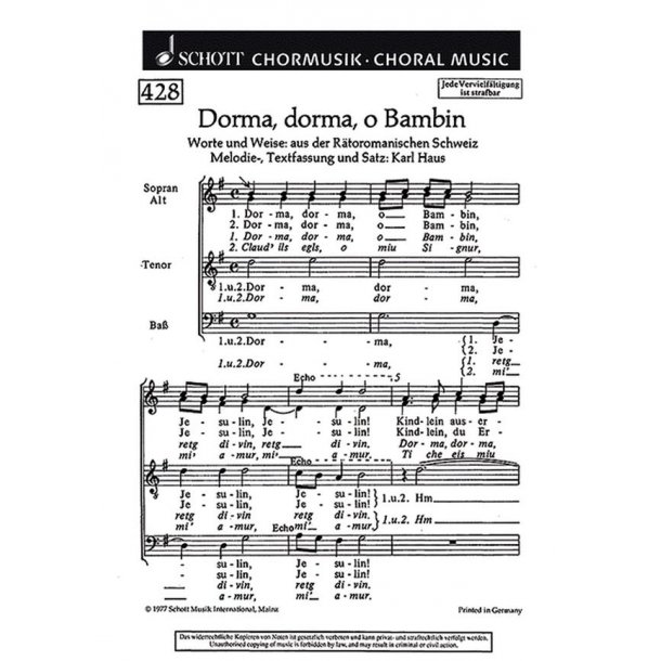 Europaische Weihnachtslieder : 2. Dorma, dorma, o bambin (Schweiz)