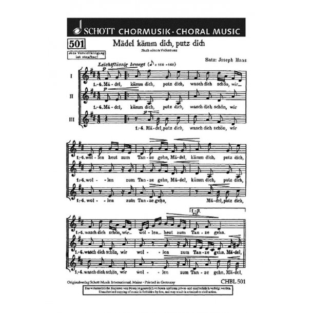 Madel, kamm dich, putz dich : (Volkslied)