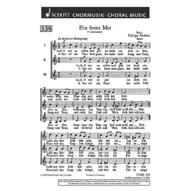 Ein freier Mut : O wie so schon und gut