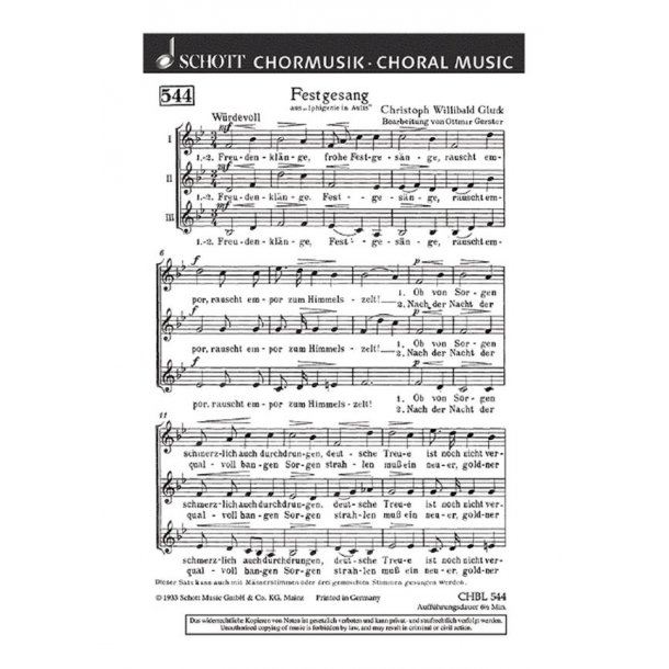 Festgesang : Freudenklange, frohe Festgesange