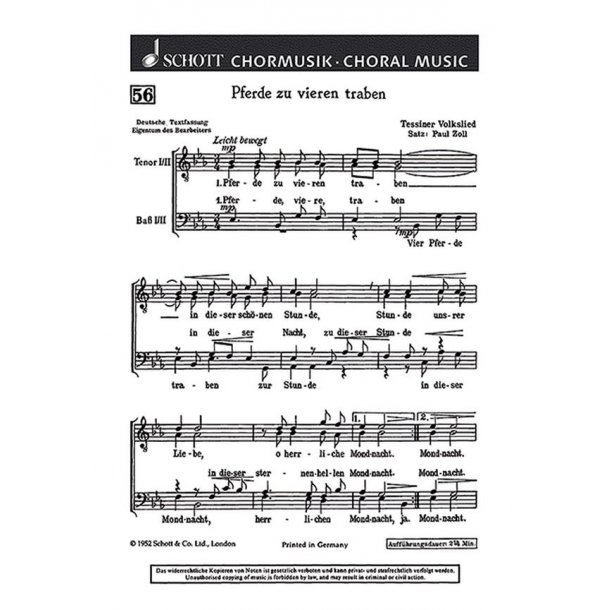 Pferde zu vieren traben : Tessiner Volkslied