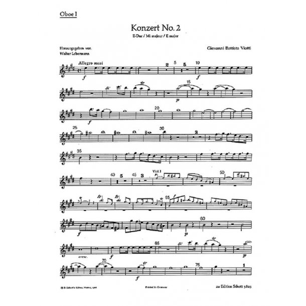 Concerto No. 2 E Major : Oboe I, Oboe II, Horn-e I, Horn-e II, 4 Violins I, 4 Violins II, 2 Violas, 4 Cellos/Double Basses