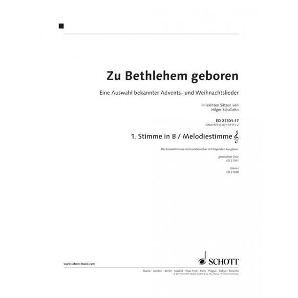 Zu Bethlehem geboren : Part 1 in Bb (TC)/ Melody part