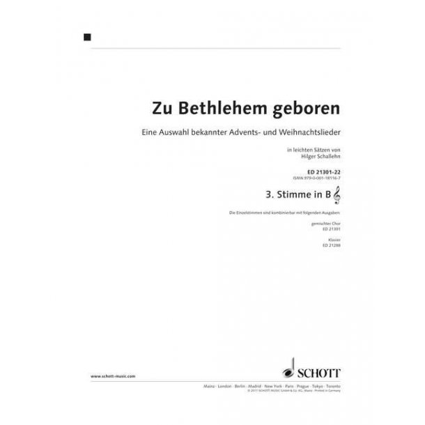Zu Bethlehem Geboren : Part 3 In Bb (TC)