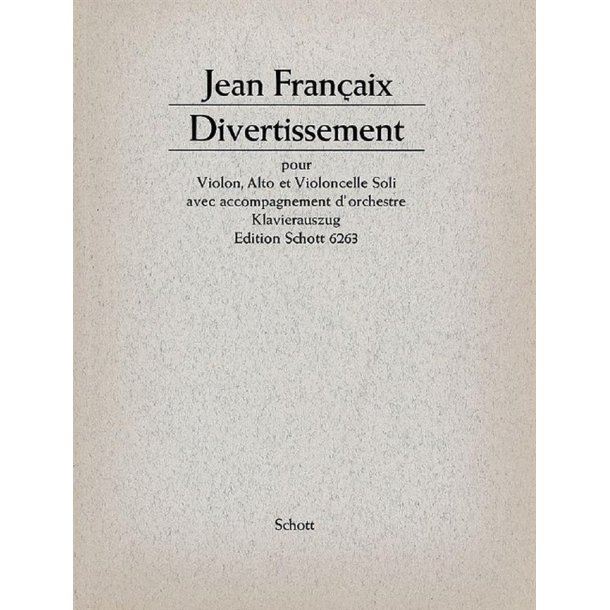 Divertissement : for violin, viola, violoncello avec wind instruments, drums, harp and double bass