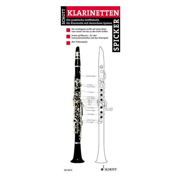 Klarinetten-Spicker : Die praktische Grifftabelle f&uuml;r Klarinette mit deutschem System