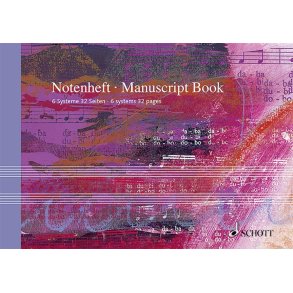 A5 Manuscript Book - landscape : 32 pages (16 Sheets), 6 staves