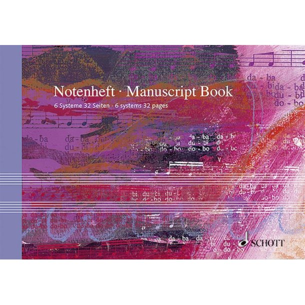 A5 Manuscript Book - landscape : 32 pages (16 Sheets), 6 staves