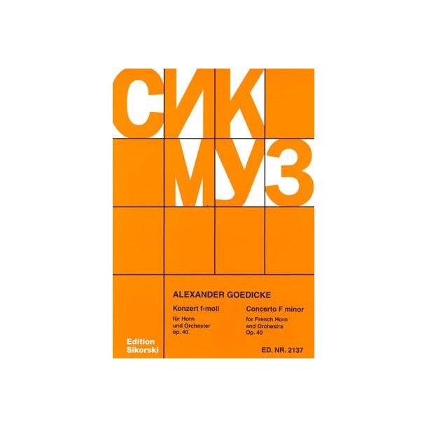 Goedicke, Alexander: Concerto In F Minor Op 40