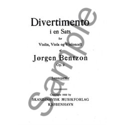 Jrgen Bentzon: Divertimento Op.2 (Score)