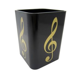 Gold Treble Clef Square Plastic Pen Holder