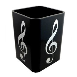 Silver Treble Clef Square Plastic Pen Holder