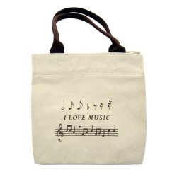 Mini Cotton Tote Bag With "I Love Music" Design