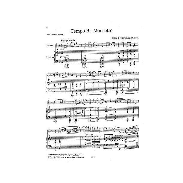 Jean Sibelius: Six Pieces Op.79 No.2 'Tempo Di Minuetto'