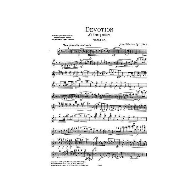 Jean Sibelius: Devotion Op.77 No.2 (Violin and Piano)