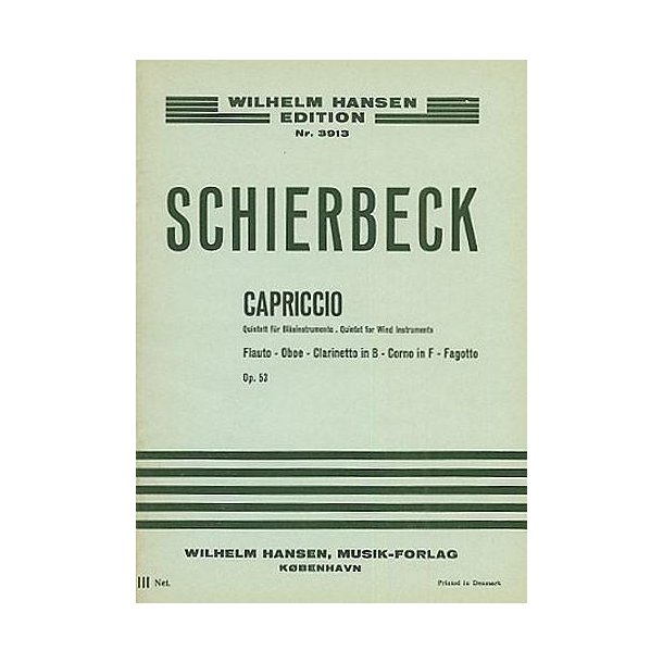 Poul Schierbeck: Capriccio For Wind Quintet Op.53 (Miniature Score)