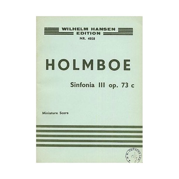Holmboe: Sinfonia No.3 For Strings (Study Score)