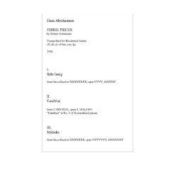 Hans Abrahamsen: Three Pieces By Schumann (Score)