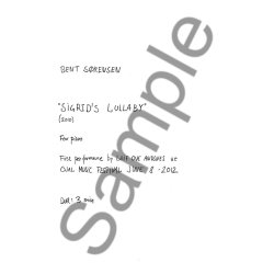 Bent S&oslash;rensen: Sigrid's Lullaby / Sigrids Wiegenlied (Piano Solo)