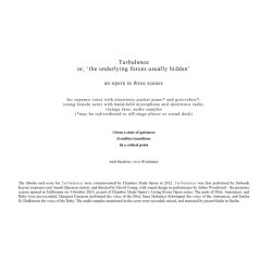 Juliana Hodkinson: Turbulence - An Opera In Three Scenes (Score)