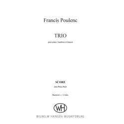 Francis Poulenc: Trio For Piano, Oboe And Bassoon - Revised Version (Score And Parts)