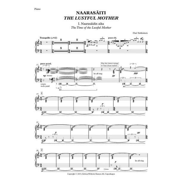 The Lustful Mother : Version with Piano and String Quartet - Parts)