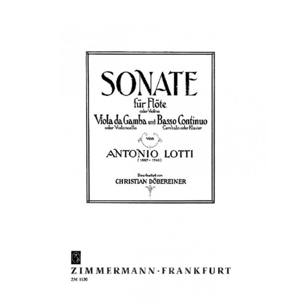 Antonio Lotti: Sonate Fur Flote, Viola Da Gamba Und Basso Continuo