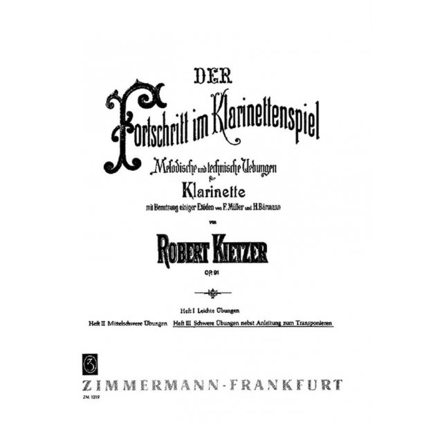 Kietzer: Clarinettists Progress Op 91 Book 3
