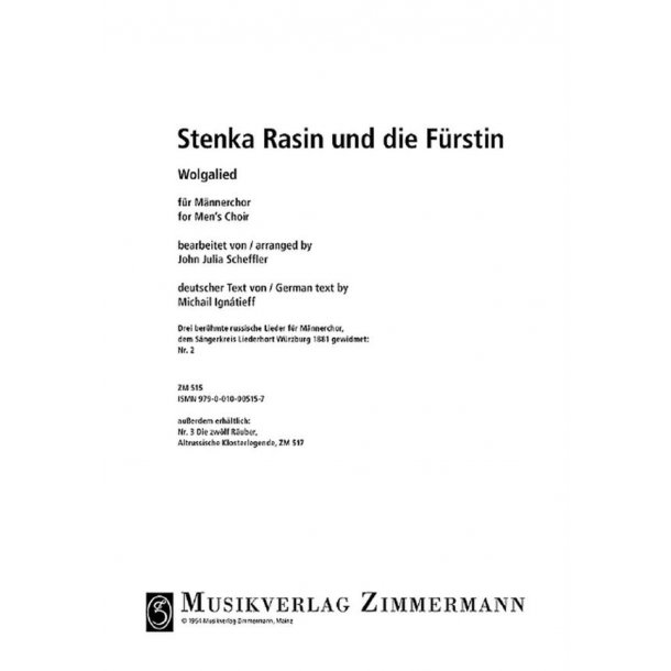 Stenka Rasin Fr Mnnerchor