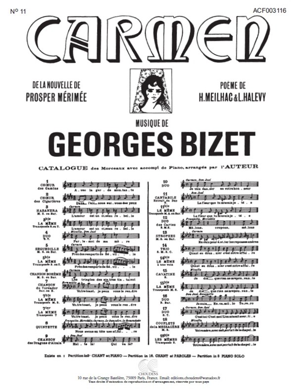 BIZET CARMEN N° 5 SÉGUÉDILLE PRÈS DES REMPARTS DE SÉVILLE MEZZO OU BAR