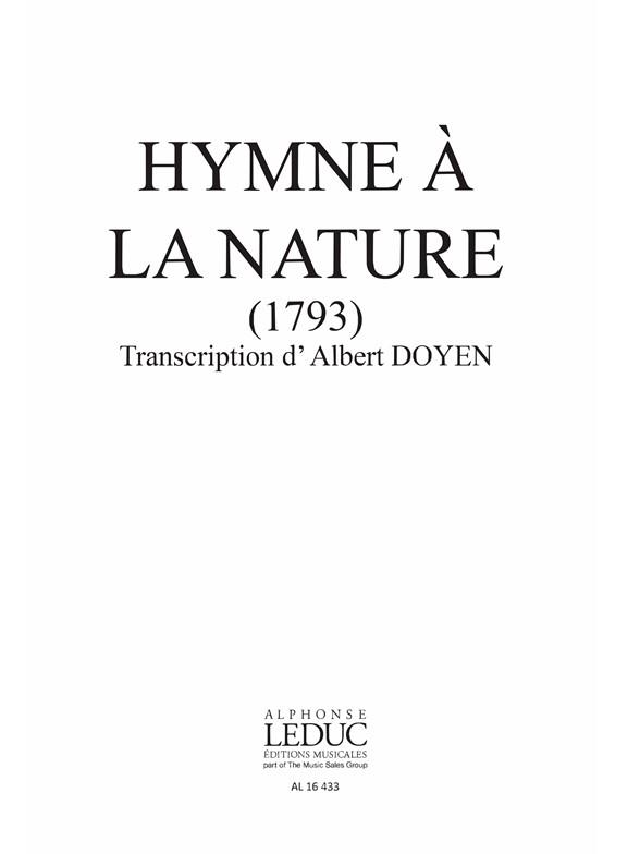 François-Joseph Gossec: Hymne à la Nature (Choral-Mixed accompanied)