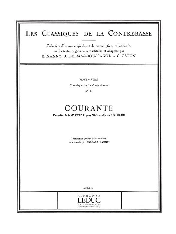 Bach Js Classique Contrebasse No 17 Suite No 6 Double Bass Book