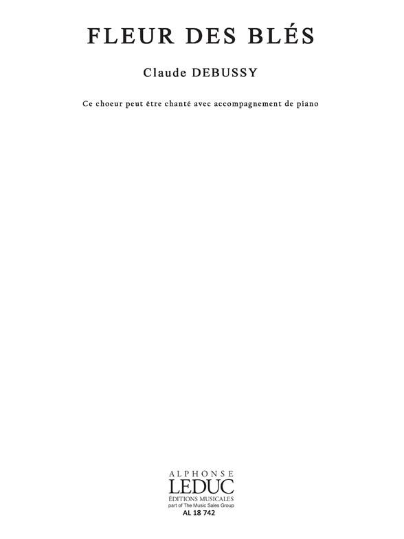 Debussy Claude Darcieux Fleur Des Bles 4 Part Male Voice Choir