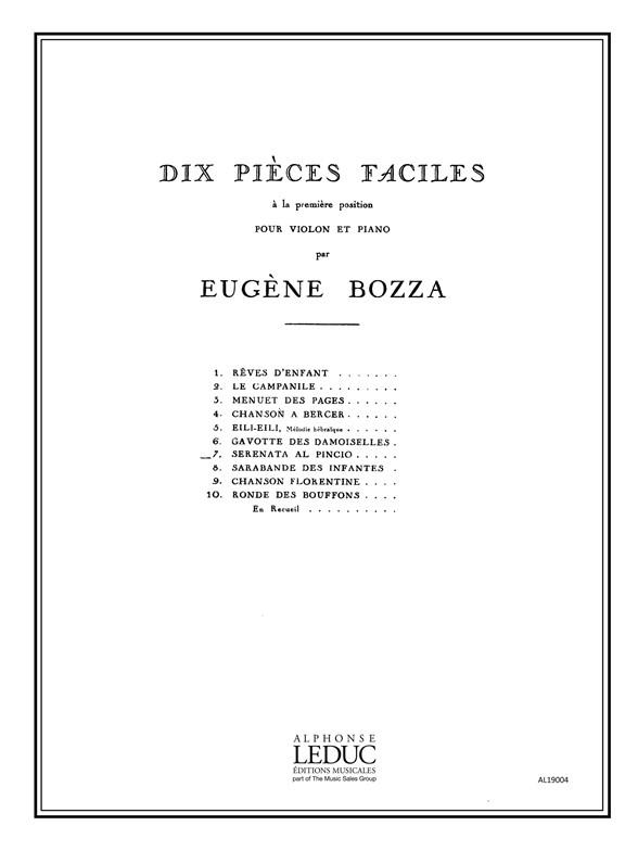 Eugène Bozza: Pièces faciles No.7: Serenata al Pincio (Violin & Piano)