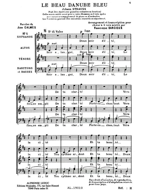 Johann Baptist II Strauss: The Blue Danube Op.314 (Choral-Mixed a cappella)