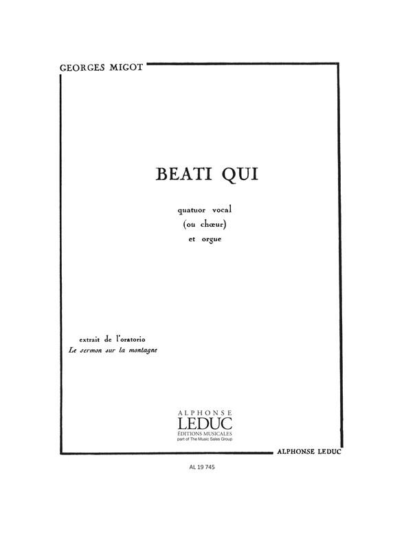 Migot Georges Beati Qui 4 Part Choir & Organ Choral