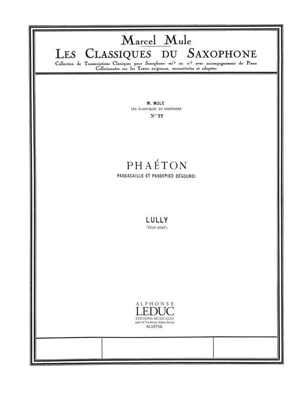 Jean Baptiste Lully: Passacaille et Passepied (Classiques No.77) (Saxophone-Tenor & Piano)
