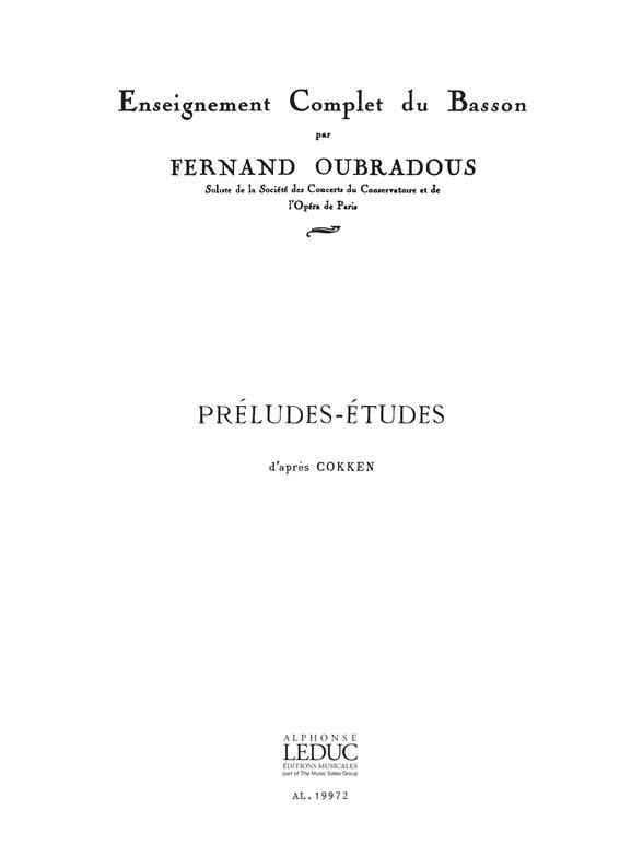 Fernand Oubradous: Préludes-Etudes, d'après Cokken (Bassoon solo)