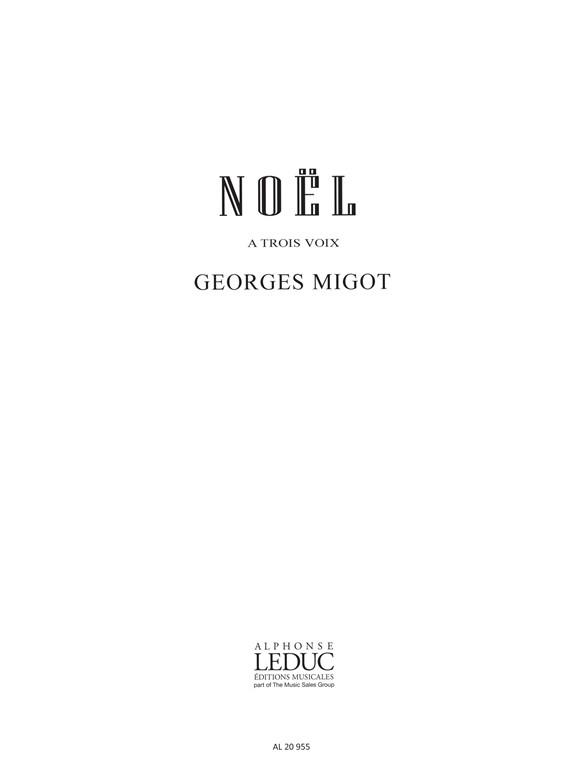 Georges Migot: Noël (3-Part Chorus) (Choral-Mixed a cappella)