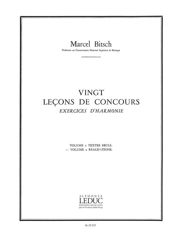 Bitsch 20 Lecons De Concours Exercices D'harmonie Livre Du Maitre Bk
