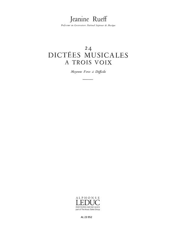 Rueff 24 Dictees Musicales A 3 Voix Book