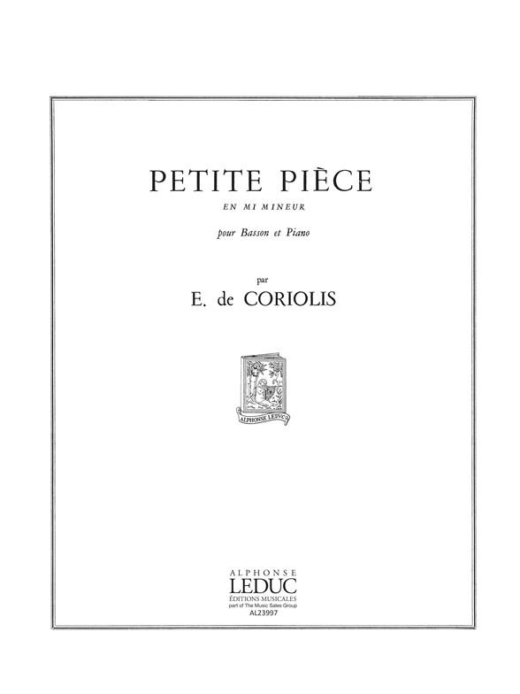 Emmanuel de Coriolis: Petite Pièce in E minor (Bassoon & Piano)