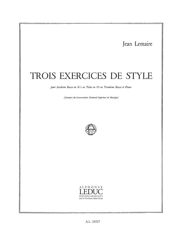 Lemaire Trois Exerices De Style Bass Saxhorn Eb Or Tuba In C Or Tbn Bk